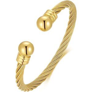 Silver Twisted Cable Bracelet Adjustable Cuff Bangle Bracelets For Women